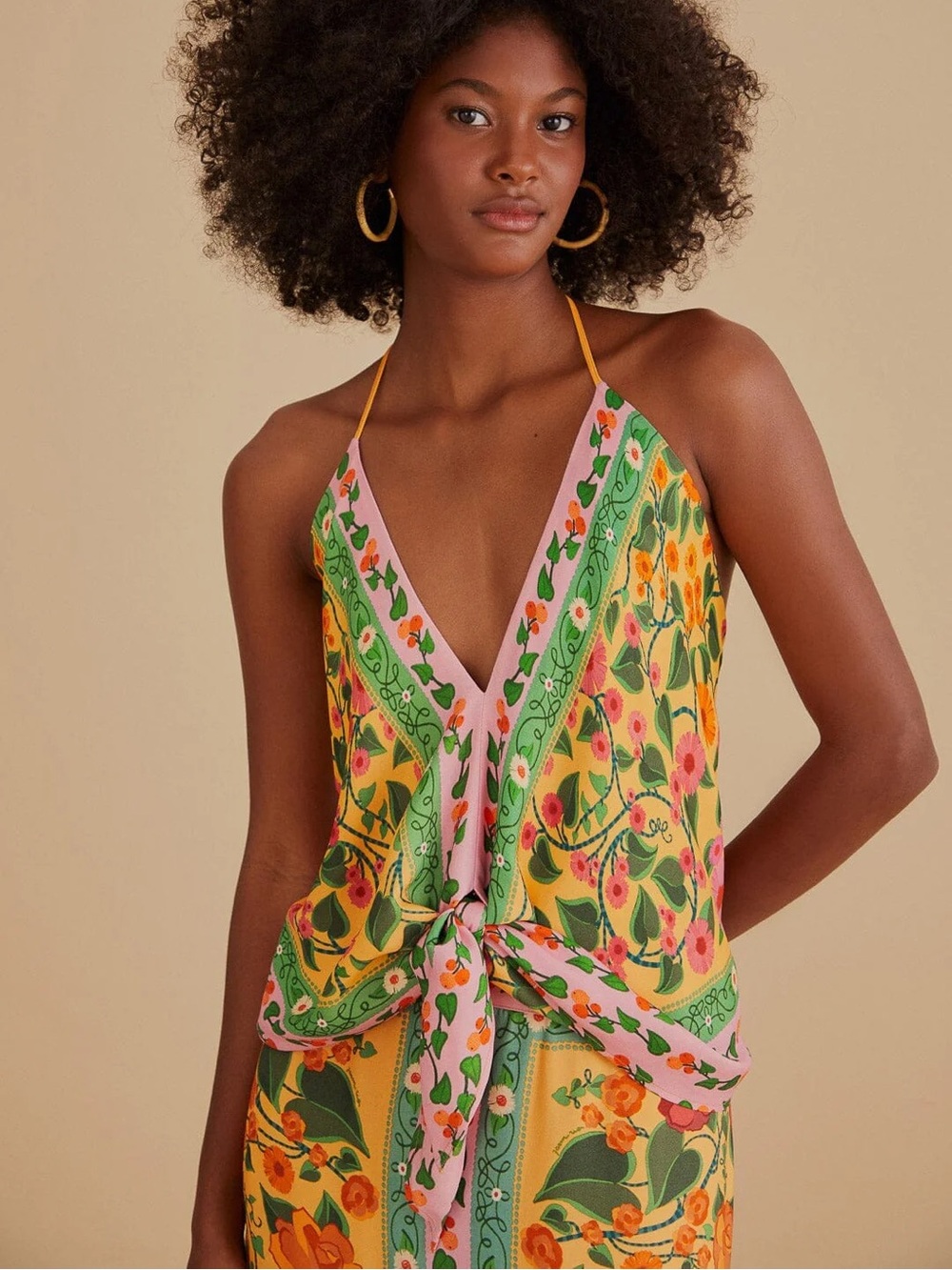 FARM RIO heart ivy scarf top
